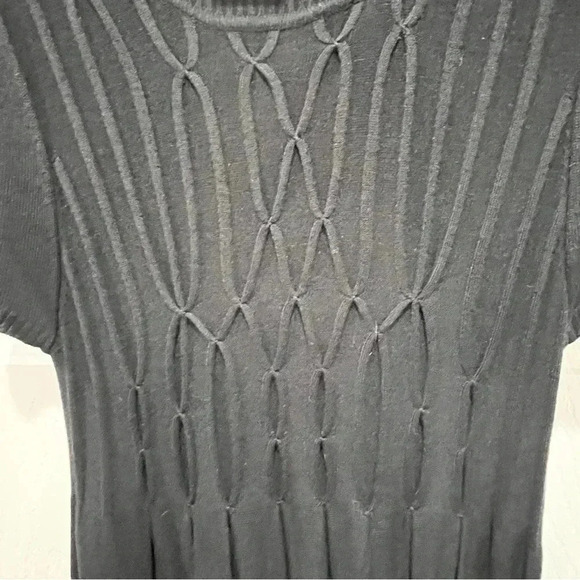 Max Edition Black Maxi Sweater Dress textured chest, short sleeve w turtleneck - Picture 4 of 8